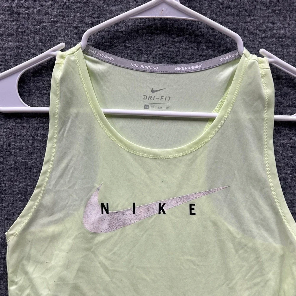 Nike Tank Top Womens Size XS Lime Green Dri-Fit Racerback Running Athletic Logo